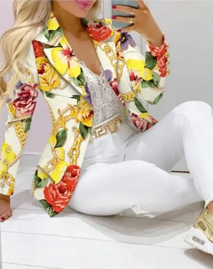 CM.YAYA Women’s Paisley Butterfly Blazer & Pants Set – Elegant 2-Piece Autumn Winter Street Style Outfit
