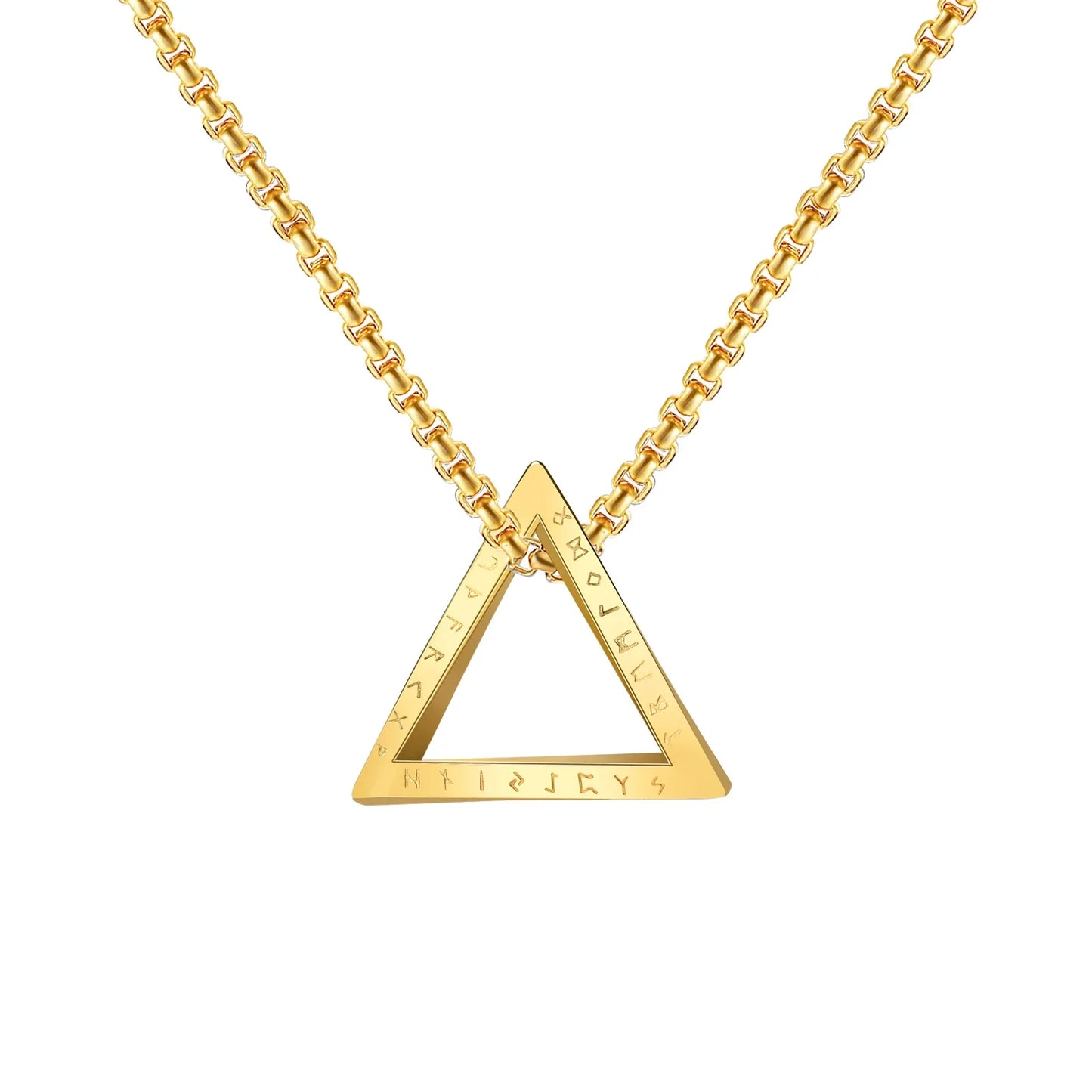 Vnox Norse Viking Pendant Necklace – Twisted Stainless Steel Mobius Triangle, Vegvisir & Valknut Geometric Charm