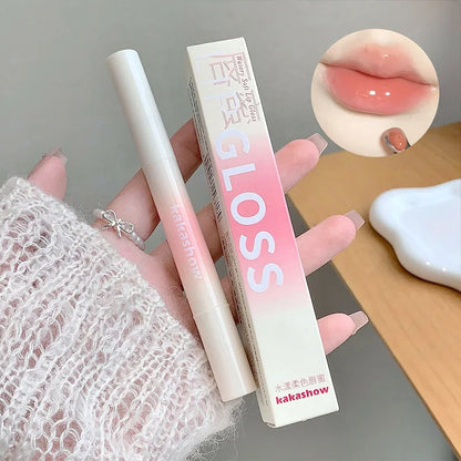 Kakashow Watery Lip Gloss - Jelly Moisturizing Lip Tint with Mirror Iron Brush Head