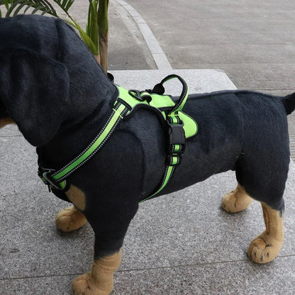 Adjustable No-Pull Reflective Dog Harness – Soft, Breathable Nylon Vest with Leash for Small & Large Dogs