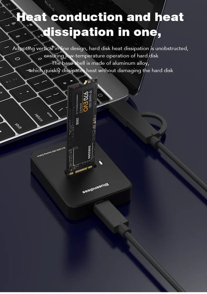 Blueendless External SSD Hard Disk NVME Enclosure – 10G Online Reading/Writing Speed, M.2 NVME SD Docking Station Case