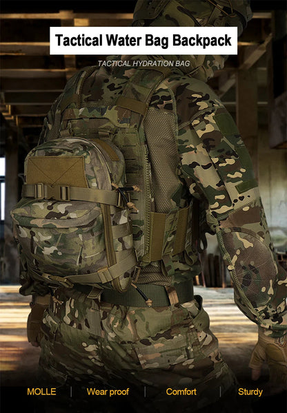 Mini Hydration Tactical Backpack – Outdoor Water Bladder Carrier with Zipper Pouch, 1000D Nylon for Hunting & Sports