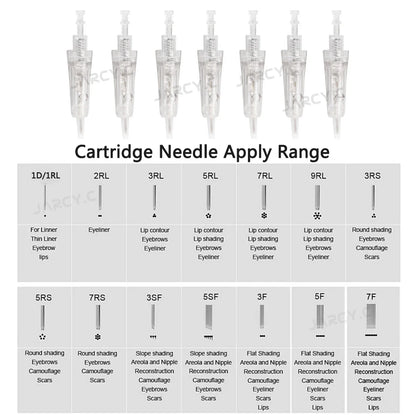 5/10PCS Microblading Bayonet Needles – 1D/1R/3R/5R/5F/Nano Cartridge for PMU Eyebrow, Lip & Eyeliner Tattoo