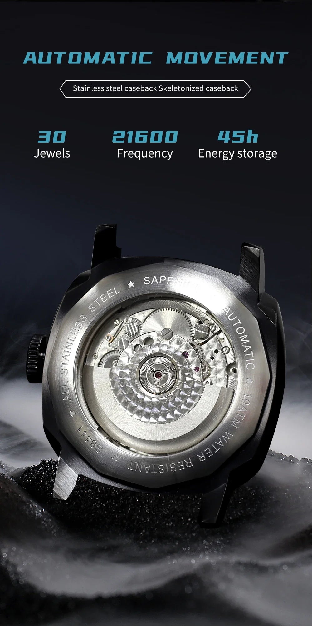 SEAKOSS GMT Men’s Diving Automatic Mechanical Watch — 10ATM Waterproof, 1963 Original 2557 Movement, Calendar, Sapphire Crystal