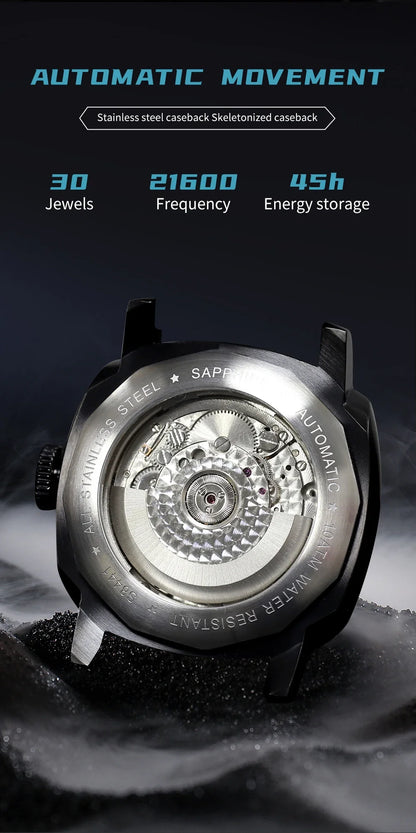SEAKOSS GMT Men’s Diving Automatic Mechanical Watch — 10ATM Waterproof, 1963 Original 2557 Movement, Calendar, Sapphire Crystal