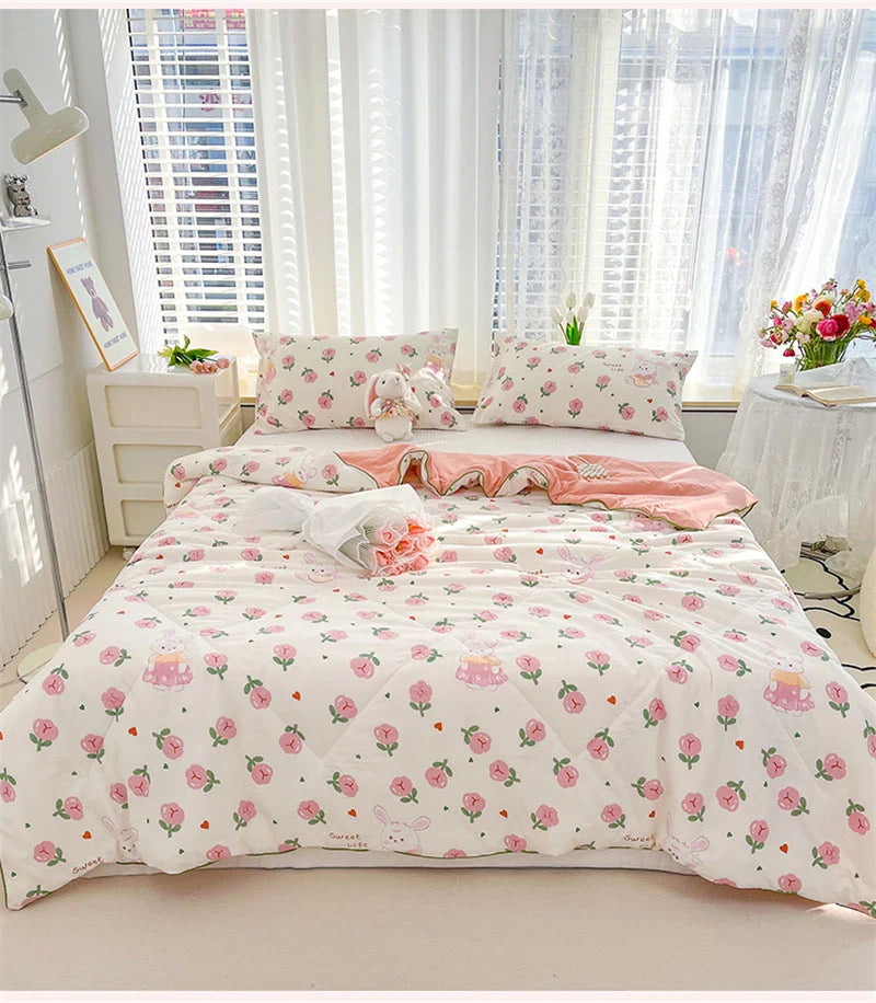 Washed Double Gauze Quilt – Lightweight Summer Comforter with Soya Fibre Filling, Soft & Breathable for Queen Size