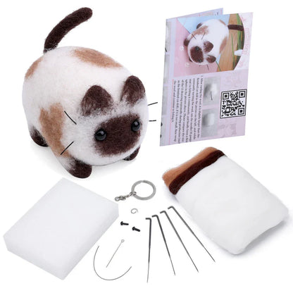 Animals DIY Needle Felting Set – Handcraft Project Kit for Beginners with Foam Mat & Tools
