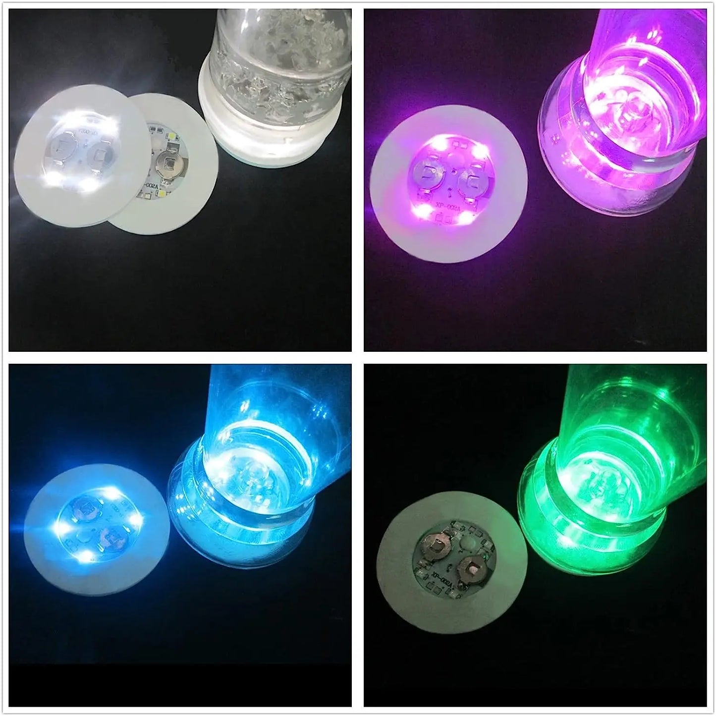 100-Pack LED Tableware Mats & Luminous Cup Stickers — Colorful Flashing Bottle Coasters for Bar, Stall, and Party Lighting