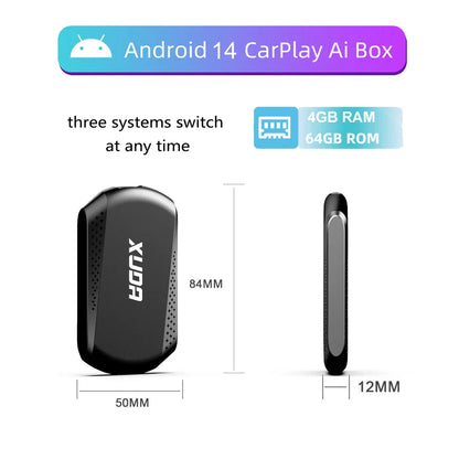 Acodo 2025 Android 14 3-in-1 CarPlay AI Box Wireless Adapter for Android Auto, YouTube & Netflix – Universal Plug and Play TV Box