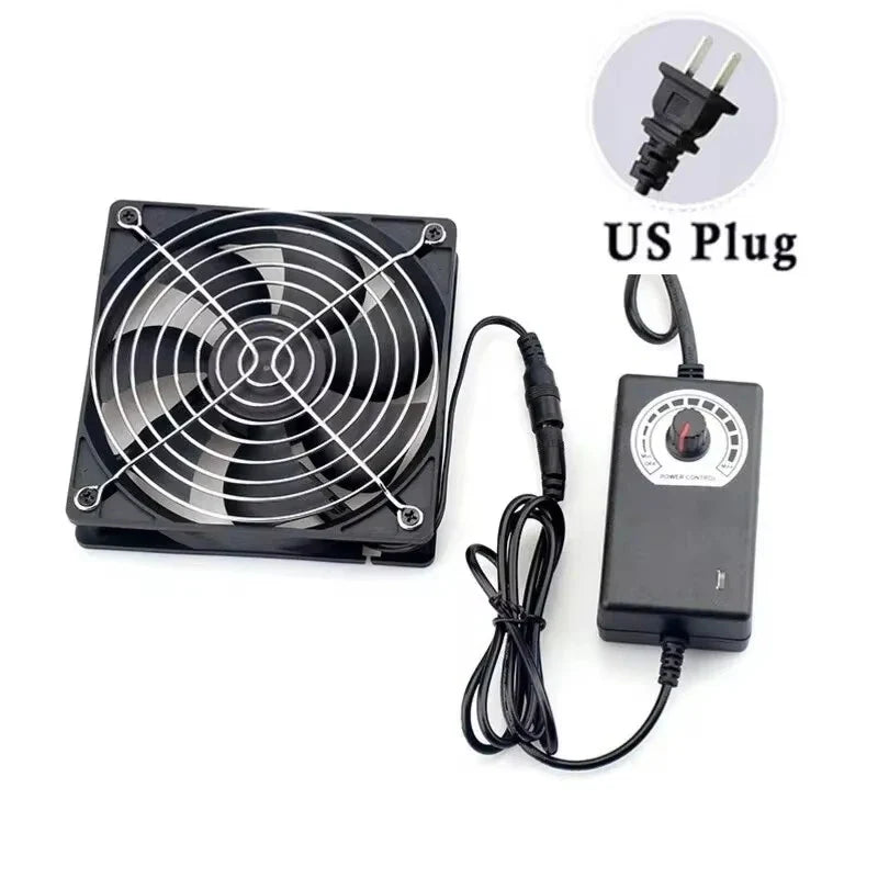 120mm 3000RPM Cooling Fan with Controller – 12V/220V Server, BTC Machine, Workstation Cabinet Radiator Fan