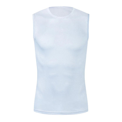 Reflective Cycling Base Layer Quick-Dry Vest – High Elasticity White Cycling Undershirt for Men Sport & Bike Jersey