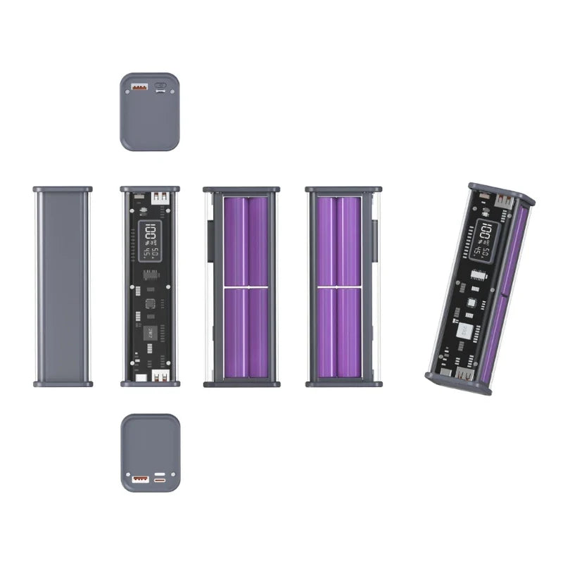 Professional 22.5W DIY Battery Charger Case – PD Fast Charging Box for 8PCS 18650 Polymer 20000mAh Battery