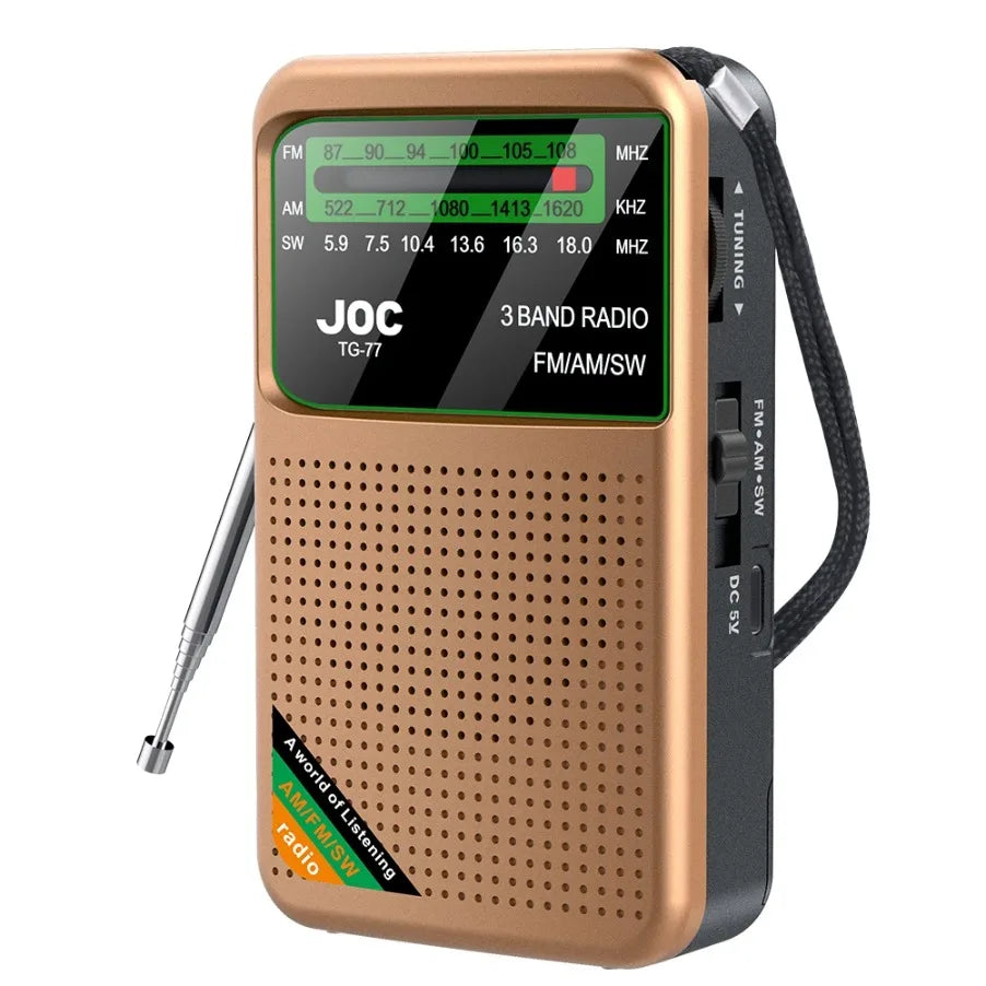 Portable AM/FM/SW Pocket Radio — Mini Receiver with Rechargeable Battery, Good Reception & Wired Earphone Support