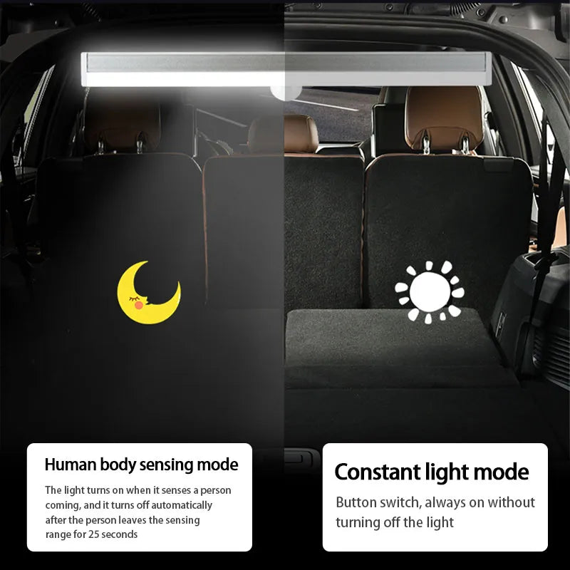 SEAMETAL Car Sensor Light - USB Rechargeable Automatic Induction Light Bar for Floor, Trunk, Hood - Magnetic, Manual, and Sensing Modes