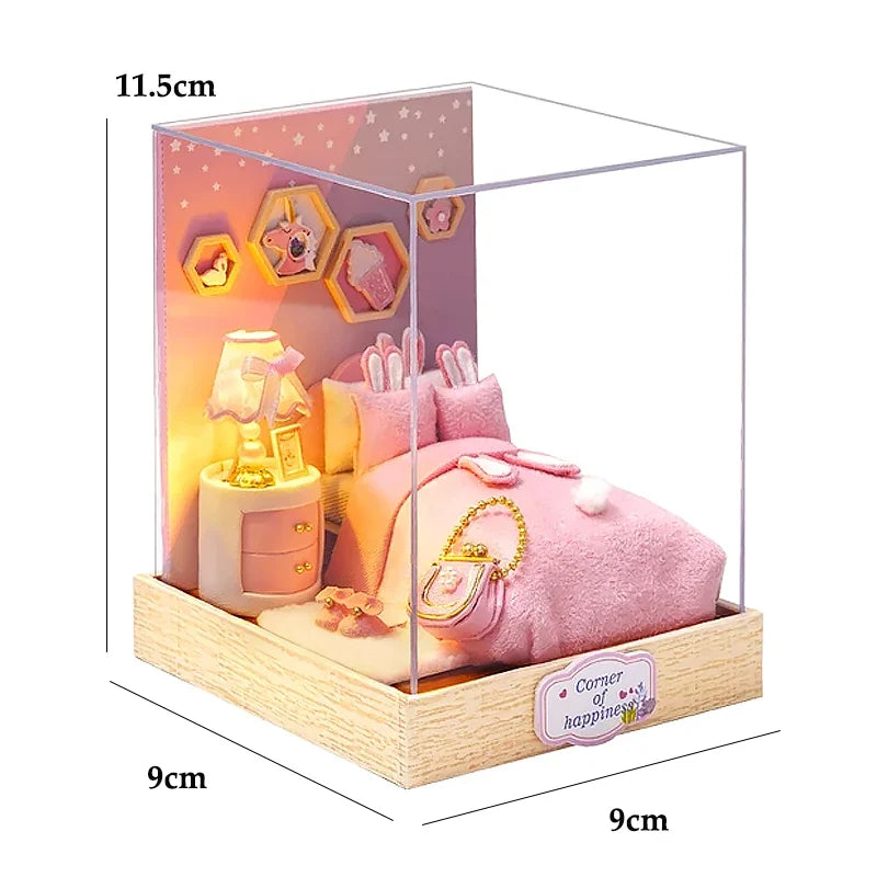 DIY Mini Dollhouse Kit - Handmade 3D Flower House Puzzle Model with Furniture Home Decor Gift