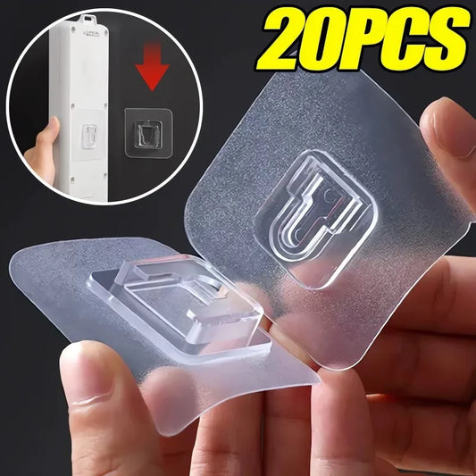 Double-Sided Adhesive Wall Hooks — Strong Transparent Suction Cup Hangers for Kitchen & Bathroom Storage, Plug & Socket Holders