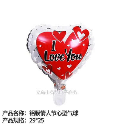 10-Inch Round Love-Shaped Aluminum Foil Balloon – English “Love” Design for Birthday, Valentine’s Day & Wedding Party Decorations