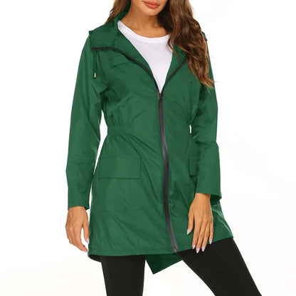 Women’s Lightweight Raincoat - Waterproof Hooded Windbreaker for Hiking & Travel