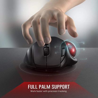 Wireless Rechargeable Trackball Mouse - Bluetooth 2.4G USB Ergonomic Mice for Computer, Android, Windows, 3 Adjustable DPI