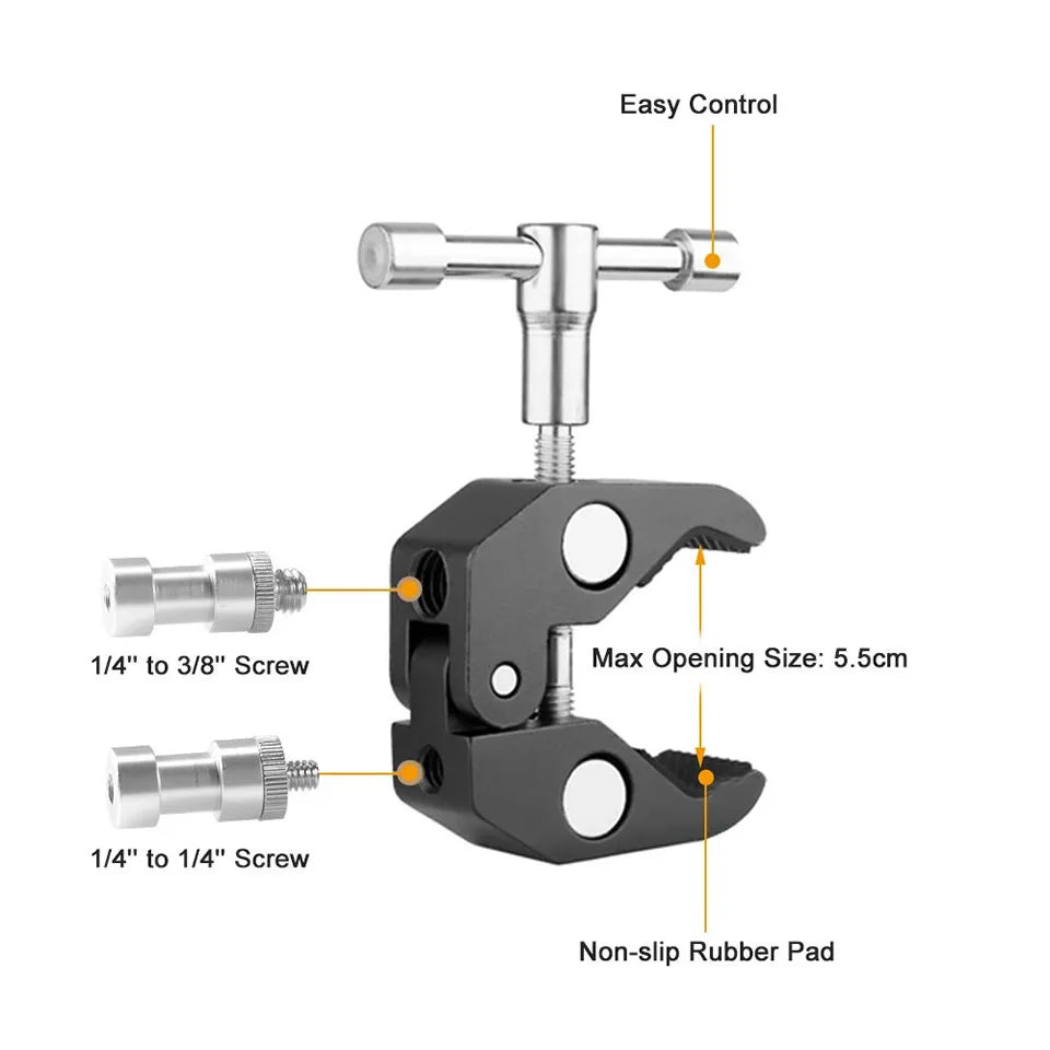 7/11/20 Inch Metal Articulating Magic Arm – Super Clamp Stand for DSLR Camera & Photo Studio Accessories