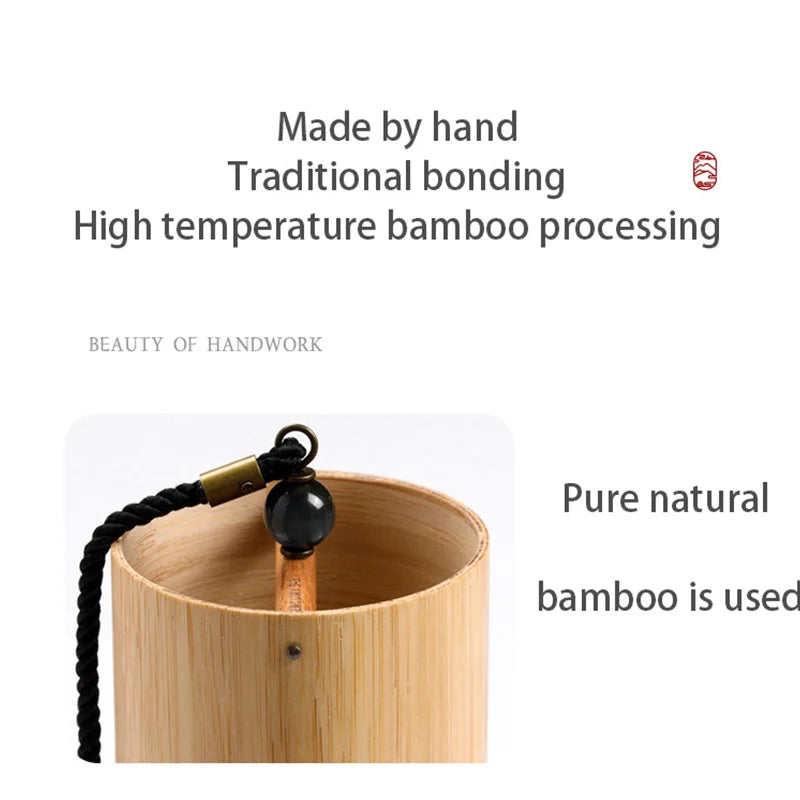 Hluru Bamboo Wind Chime - 8 Tone Rods for Zen Meditation, Home & Garden Patio Hanging Ornaments (C, G, Am, Dm Chords)