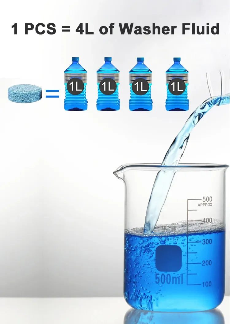 Car Windshield Washer Fluid Tablets | Concentrated Effervescent Wiper Cleaning Tablets for Windows & Kitchen