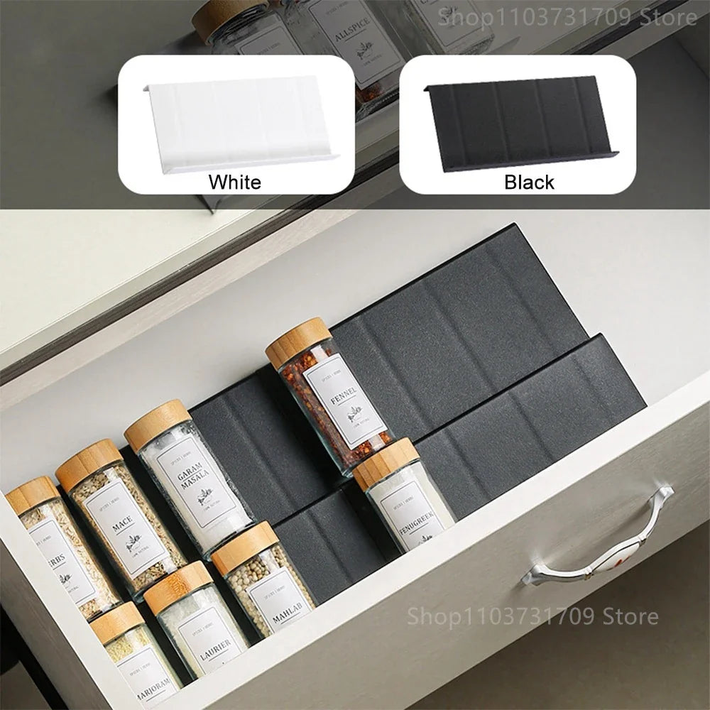4-Layer Adjustable Kitchen Spice Rack – Drawer Organizer for Jars, Bottles & Pantry Storage