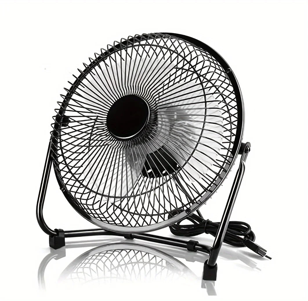 4/6/8 Inch Desktop Portable USB Electric Fan – 2-Speed Adjustable Mini Desk Fan with 4 Blades & 360° Rotation for Strong Airflow