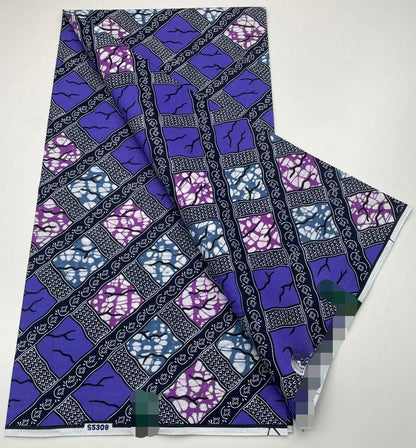 African Wax Print Fabric 6 Yards - Ghana Kente Design Ankara Kitenge Pagne