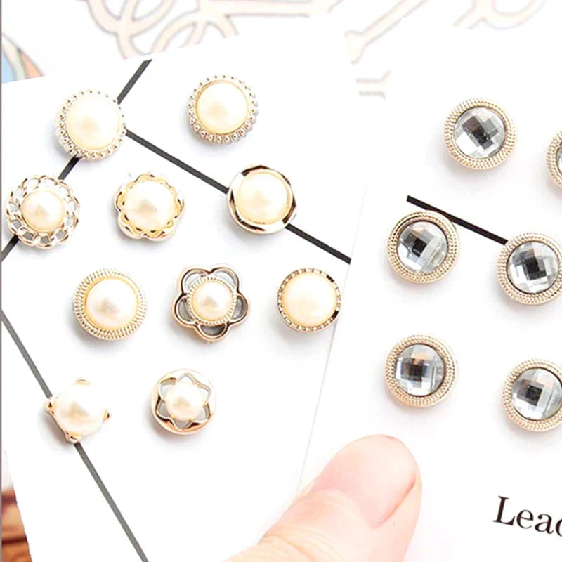 10Pcs Button Brooch Neckline Decorative Pins: Collar Buckle for Fixing Clothes - Invisible Anti-Light Artifact