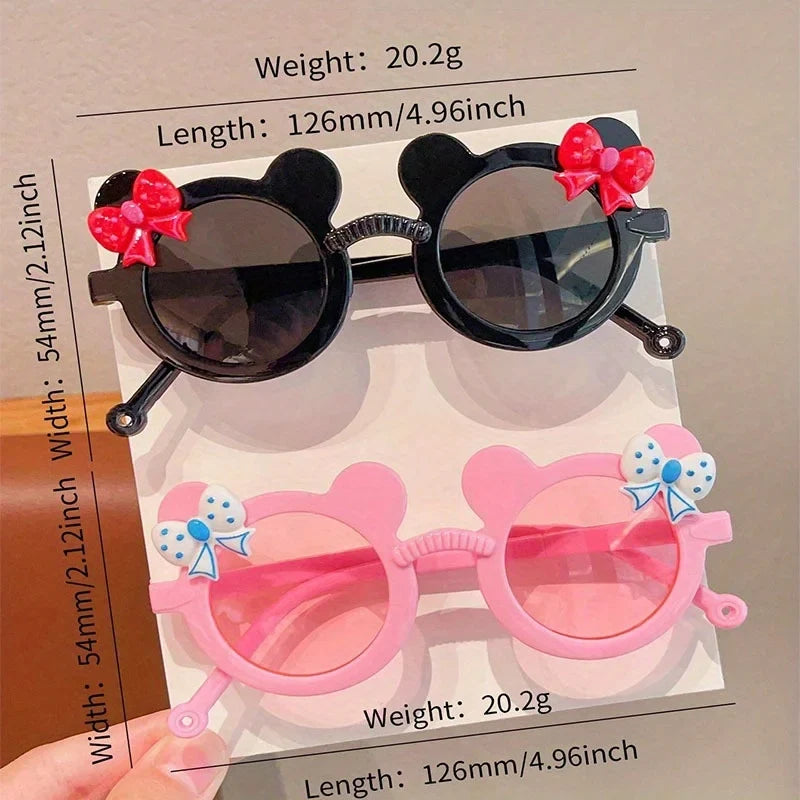 Kids' Bear Bowknot Glasses - Cute Fashion Eyewear for Boys & Girls, 2/3-Piece Set
