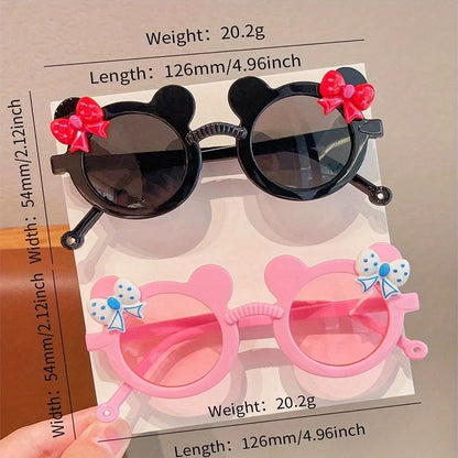 Kids' Bear Bowknot Glasses - Cute Fashion Eyewear for Boys & Girls, 2/3-Piece Set
