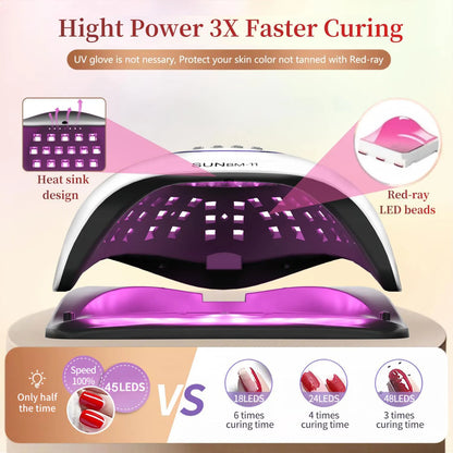 Professional UV LED Nail Lamp – Fast Gel Polish Curing Dryer with 45 LEDs & 4 Timer Settings