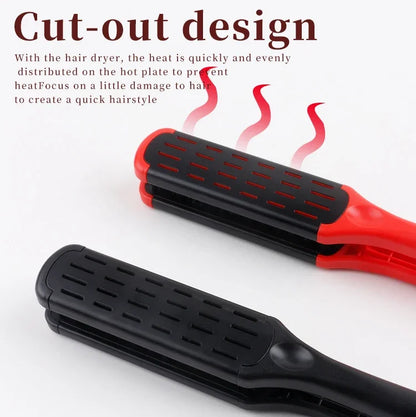 Professional V-Shape Hair Straightener Comb – Nylon Bristles, Double-Sided Styling Brush for All Hair Types