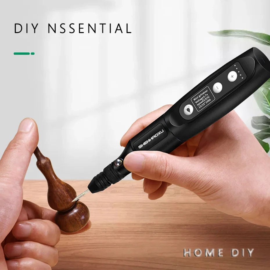 Cordless Electric Rotary Tool – 5-Speed Rechargeable Drill Grinder with LED & Removable Battery for Engraving & Woodworking