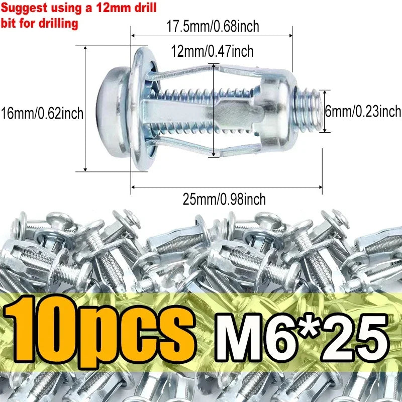 Petal Screw Jack Nuts & Expansion Plugs – Curtain Clamp, Rivet Lock Bolt, and Wall Fasteners