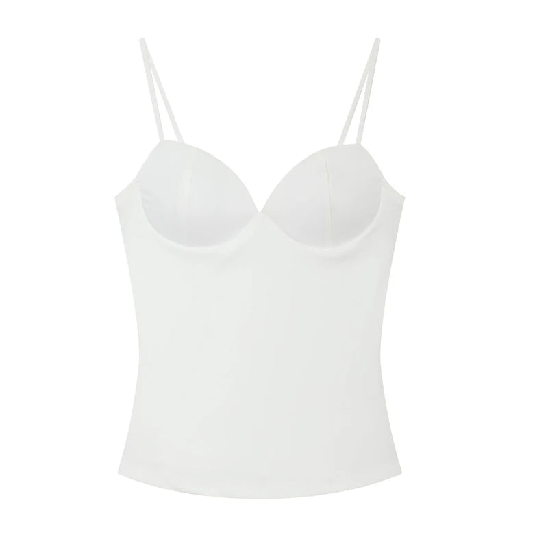 Women’s Sleeveless Crop Top - Backless Corset Camisole Bodycon Bustier Tank Top with Adjustable Straps