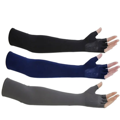 1Pair Sport Arm Sleeves - Sun UV Protection Ice Cool Sleeves for Cycling, Running, Fishing, Climbing - 5 Finger Cuff