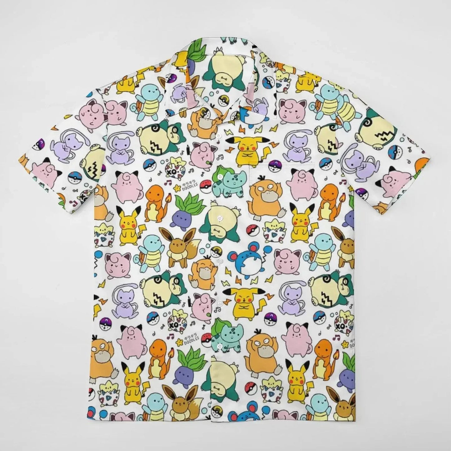 Summer Men's Short Sleeve Shirt – Cute Animal Print, Open Button Lapel, Comfortable Casual Top