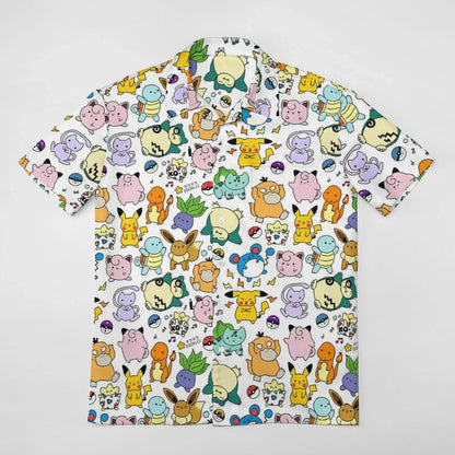 Summer Men's Short Sleeve Shirt – Cute Animal Print, Open Button Lapel, Comfortable Casual Top