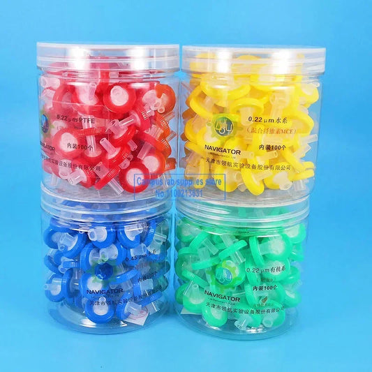 100PCS/Box Lab Syringe Filters — 13mm/25mm MCE, Nylon, PTFE Membranes, 0.22µm or 0.45µm Needle Filter for Laboratory Equipment