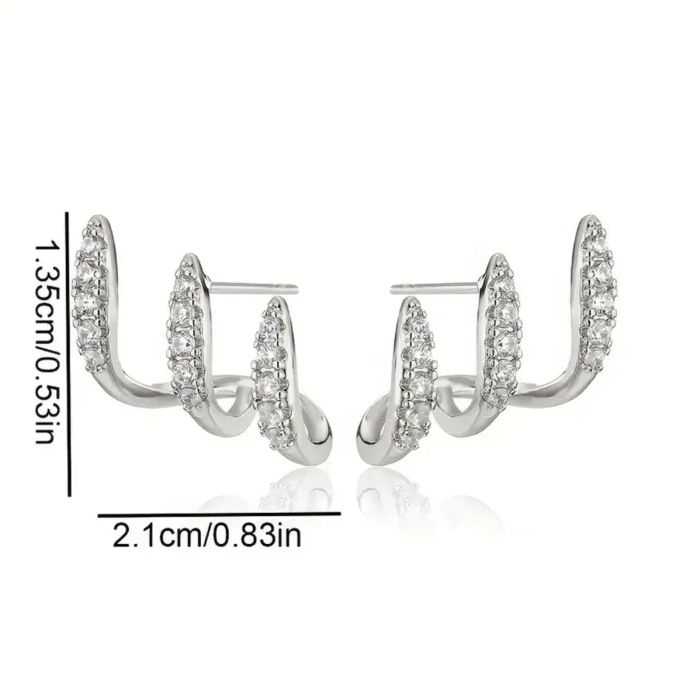 Elegant Rhinestone Three-Claw Earrings for Women – Cute Luxury Party Jewelry Gift