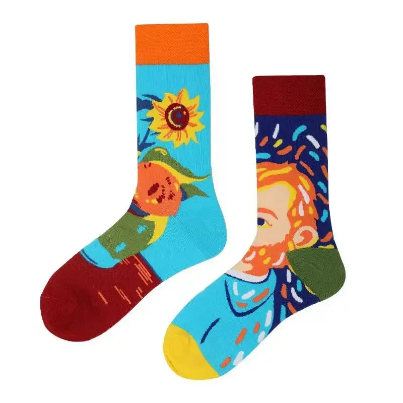 WY_New Asymmetrical Couples Mandarin Ducks Cotton Socks – Fashion Sports Colorful Medium & High Sleeve Unisex Crew Socks, Trendy Couple Gift Socks