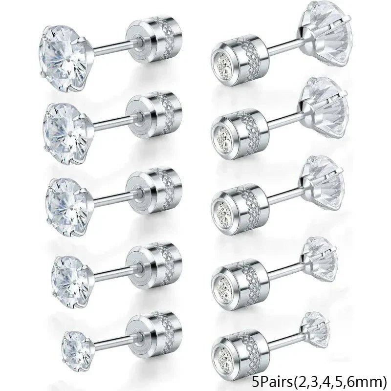 20G Titanium Stud Earrings – Hypoallergenic Tiny Cubic Zirconia Screw Back Cartilage & Tragus Piercing Jewelry