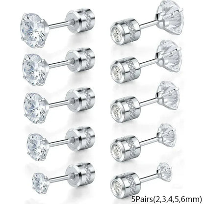 20G Titanium Stud Earrings – Hypoallergenic Tiny Cubic Zirconia Screw Back Cartilage & Tragus Piercing Jewelry