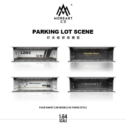 More Art 1:64 Diorama – 3D Car Assembly Lighting Model & Miniature Parking Lot Scene Props