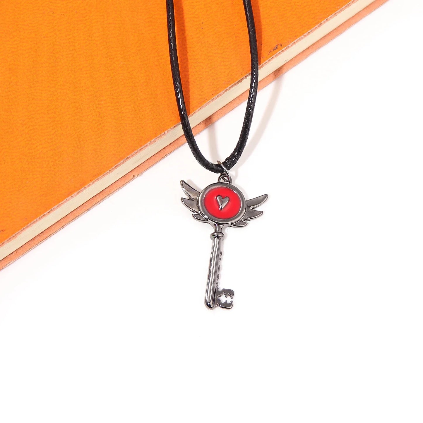 Hazbin Hotel Inspired Heart Portal Key Pendant Necklace – Cosplay Choker Jewelry Gift for Women & Men