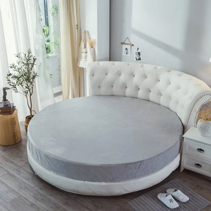 Coral Velvet Round Bed Sheet - Soft Flannel Winter Fitted Sheet for 200-220cm Round Beds, Pillowcase Not Included