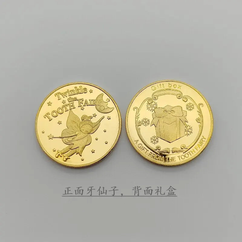 Tooth Fairy Gold Plated Commemorative Coin – Metal Keepsake Gift for Kids Tooth Collection