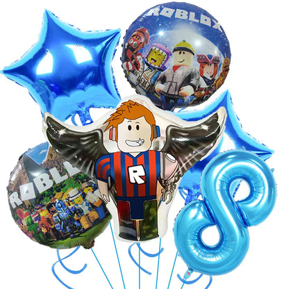 Roblox Birthday Party Supplies — Balloons, Disposable Tableware & Backdrop for Kids’ Party or Baby Shower